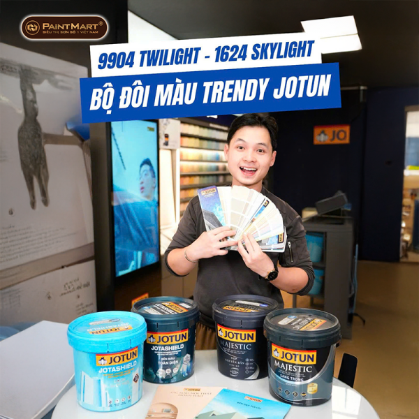Combo màu sơn Jotun 9904 Twilight & 1624 Skylight – Giải pháp sơn nhà sáng sang, bền đẹp theo thời gian Combo màu sơn Jotun 9904 Twilight & 1624 Skylight – Giải pháp sơn nhà sáng sang, bền đẹp theo thời gian