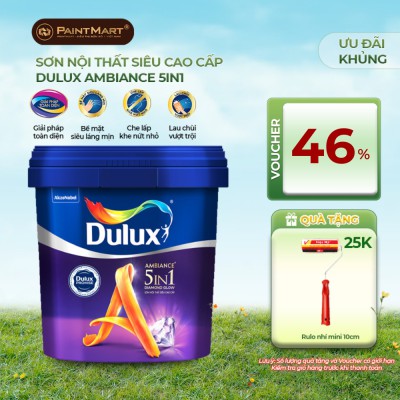 Sơn nội thất Dulux Ambiance 5 in 1 Pearl Glow bóng mờ 66A lon 5L