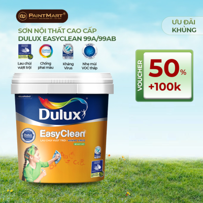 Sơn nội thất Dulux Easyclean lau chùi vượt trội kháng Virus bề mặt mờ 99A - thùng 15L
