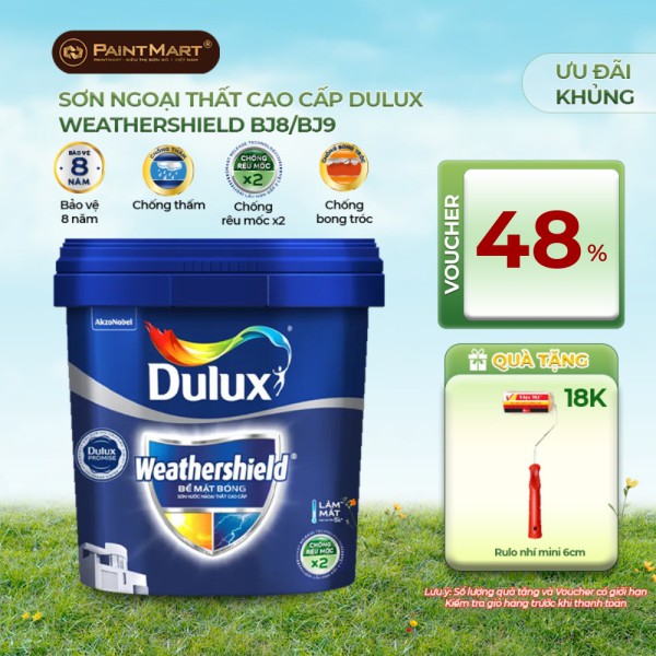 Sơn ngoại thất Dulux Weathershield bề mặt mờ BJ8 1L