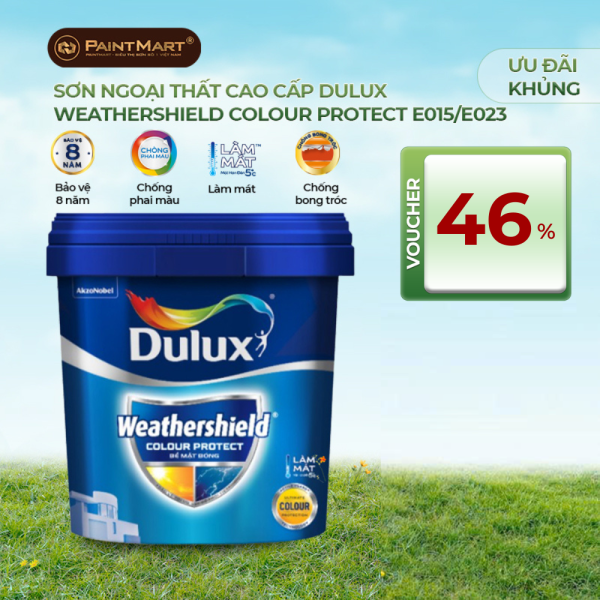 Sơn ngoại thất Dulux Weathershield Colour Protect bề mặt mờ E015 lon 5L