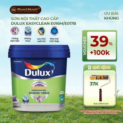 Sơn nội thất Dulux EasyClean Chống Bám Bẩn Kháng Virus - Mờ E016M thùng 15L