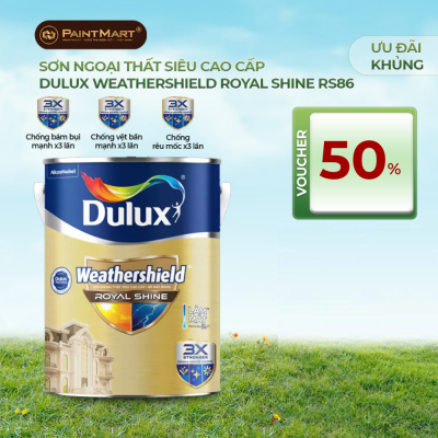 Sơn ngoại thất siêu cao cấp  DULUX WEATHERSHIELD  ROYAY SHINE Bề mặt Bóng -  RS86 lon 5L