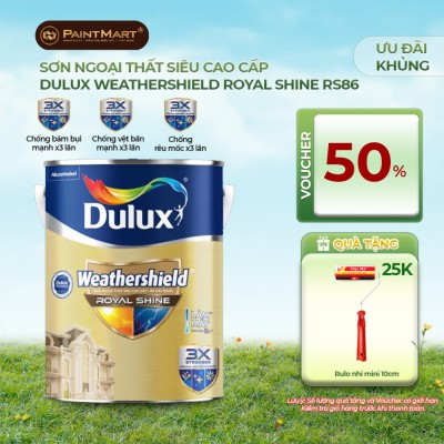 Sơn ngoại thất siêu cao cấp  DULUX WEATHERSHIELD  ROYAY SHINE Bề mặt Bóng -  RS86 lon 5L