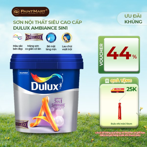 Sơn nội thất Dulux Ambiance 5 in 1 Superflexx siêu bóng Z611B lon 5L