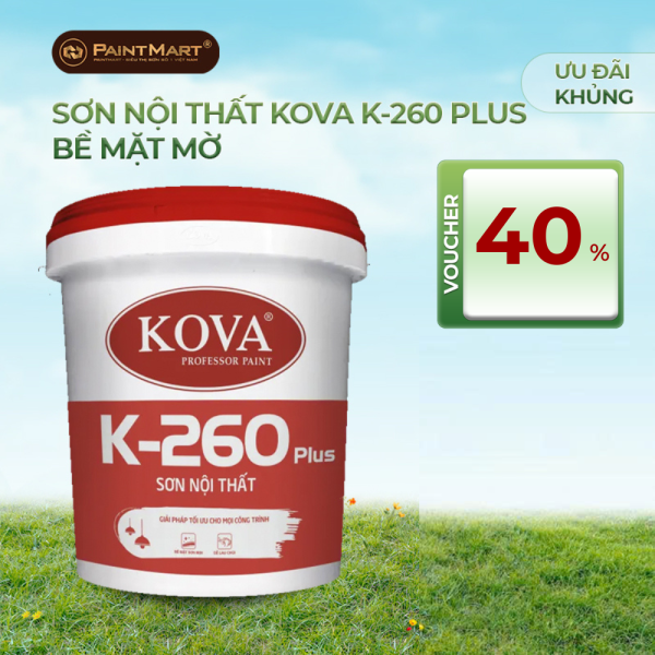 Sơn nước nội thất không bóng KOVA K-260 Plus LON 3,5L