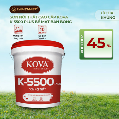 Sơn nước nội thất bán bóng cao cấp KOVA K-5500 Plus lon 3,5L