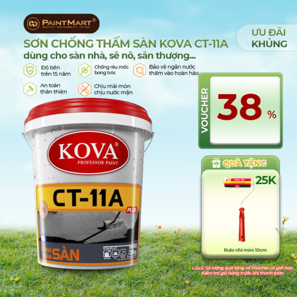 Sơn chống thấm pha xi măng KOVA CT 11A  (Sàn) thùng 5Kg