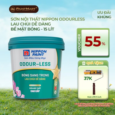 SƠN NỘI THẤT CAO CẤP NIPPON ODOURLESS BÓNG SANG TRỌNG 15L