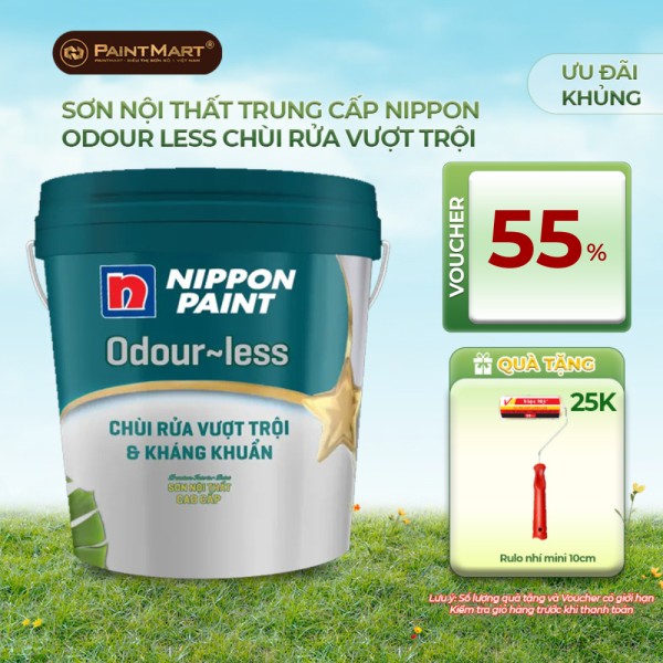 Sơn nội thất Nippon Odour-less Chùi Rửa Vượt Trội và Kháng Khuẩn 5L