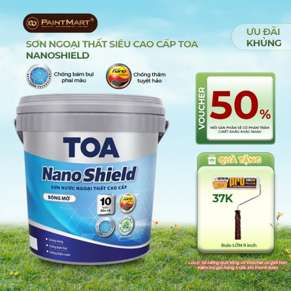 Sơn ngoại thất cao cấp Toa Nanoshield bóng mờ  bảo vệ 10 năm - 15L
