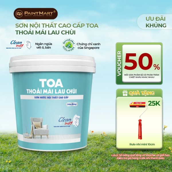 Sơn nội thất Toa Thoải Mái Lau Chùi siêu bóng - 5L