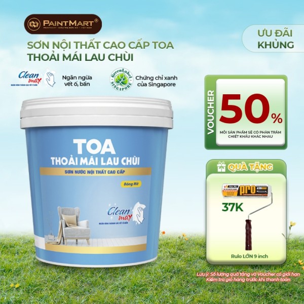 Sơn nội thất Toa Thoải Mái Lau Chùi bóng mờ - 15L