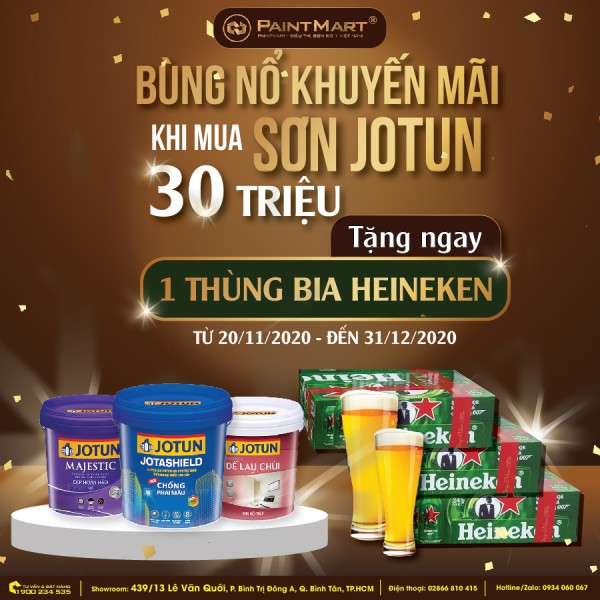 Bùng nổ khuyến mãi cuối năm chỉ có tại Paintmart - Mua sơn Jotun, uống Heineken thả ga