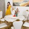 Bộ bàn ghế ăn mặt đá tròn xoay Inox TVP-LUXTX380