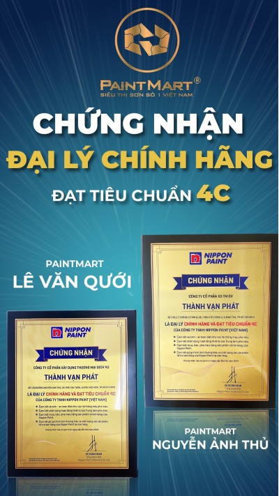 Chứng nhận hệ Thống Showroom PaintMart là Đại lý chính hãng Nippon