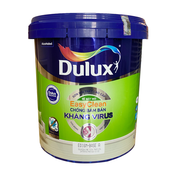 Sơn nội thất Dulux EasyClean Chống Bám Bẩn Kháng Virus - Mờ E016M thùng 15L