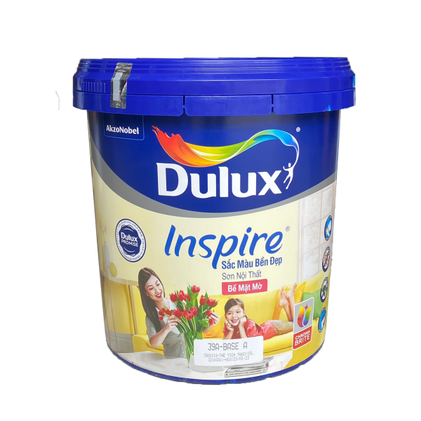 Sơn nội thất Dulux Inspire bền đẹp bề mặt mờ  39A thùng 15L