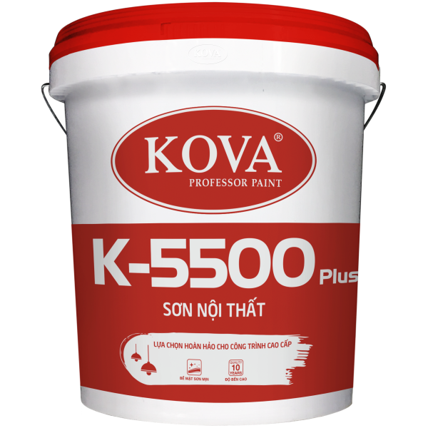 Sơn nước nội thất bán bóng cao cấp KOVA K-5500 Plus lon 3,5L