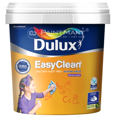 Sơn nội thất Dulux Easyclean lau chùi vượt trội kháng Virus bề mặt bóng 99AB - Lon 5L