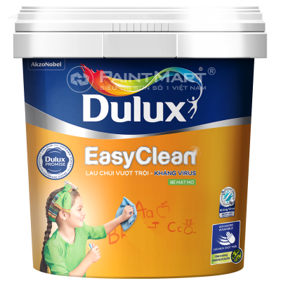 Sơn nội thất Dulux Easyclean lau chùi vượt trội kháng Virus bề mặt mờ 99A - Lon 5L