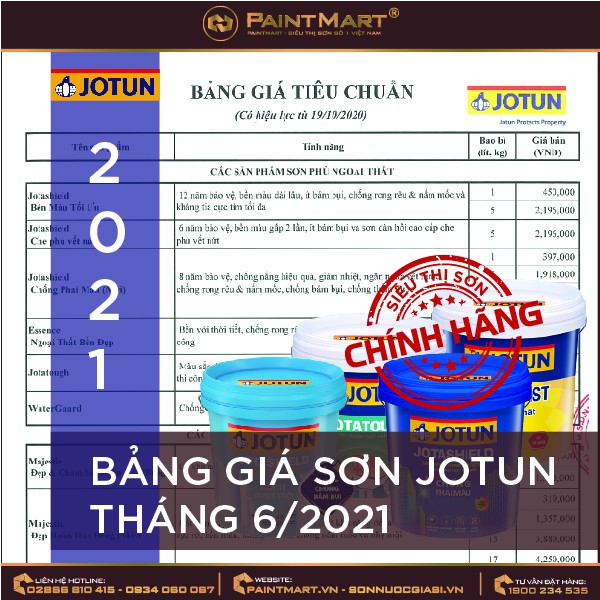 Bảng giá sơn Jotun cập nhật tháng 6/2021