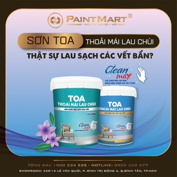 Sơn nội thất TOA thoải mái lau chùi có thật sự lau sạch các vết bẩn?