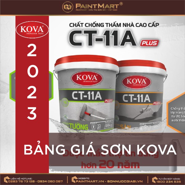 Bảng giá sơn kova mới nhất 2023 ( Bao bì Lít )