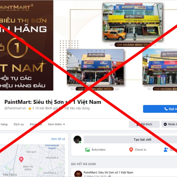 Thông báo về BỊ ĐÁNH CẮP tài khoản FANPAGE trên facebook thuộc chuỗi siêu thị sơn Paintmart 