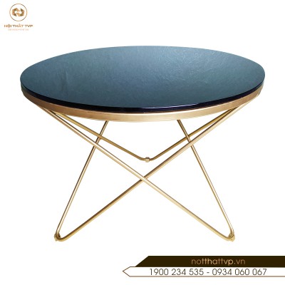 Bàn Sofa tròn - 3 chân V - khung chân vàng phun sơn tĩnh điện TVP