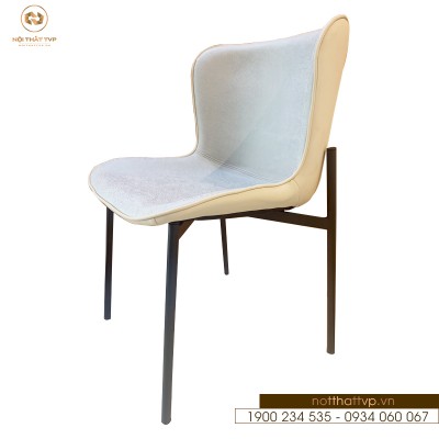 Ghế ăn form ôm chân sắt sơn tĩnh điện, bọc da cao cấp TVP01 - White