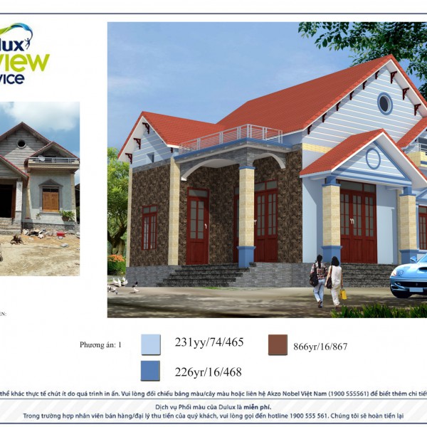 Tư vấn phối màu 3D sơn nhà miễn phí các gam màu sơn Dulux