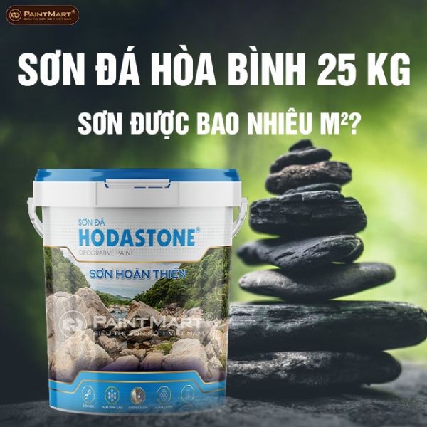 Một thùng sơn đá Hòa Bình 25kg sơn được bao nhiêu m2?