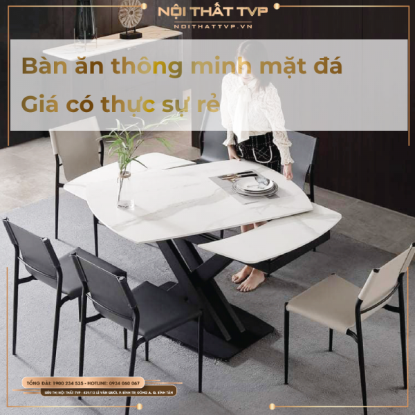 Bàn ăn thông minh mặt đá có bếp từ là gì? Giá có thực sự rẻ 