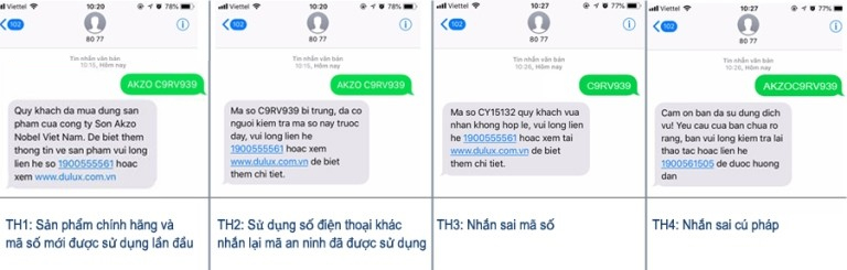 Tin nhắn tổng đài sơn Dulux