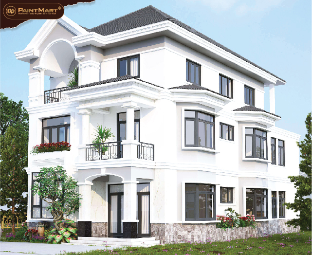 Mẫu nội thất nhà đẹp sơn màu trắng sữa