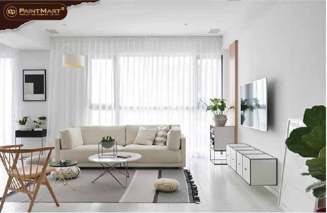 Mẫu nội thất nhà đẹp sơn màu trắng sữa