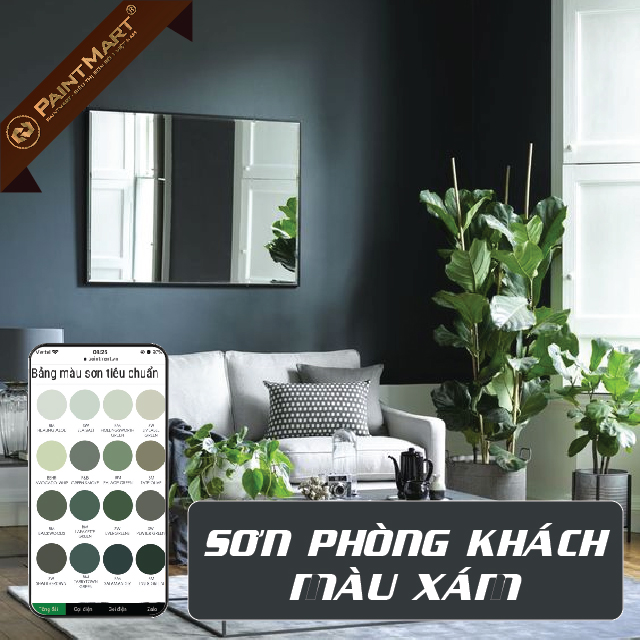 Ý tưởng sơn phòng khách màu xám