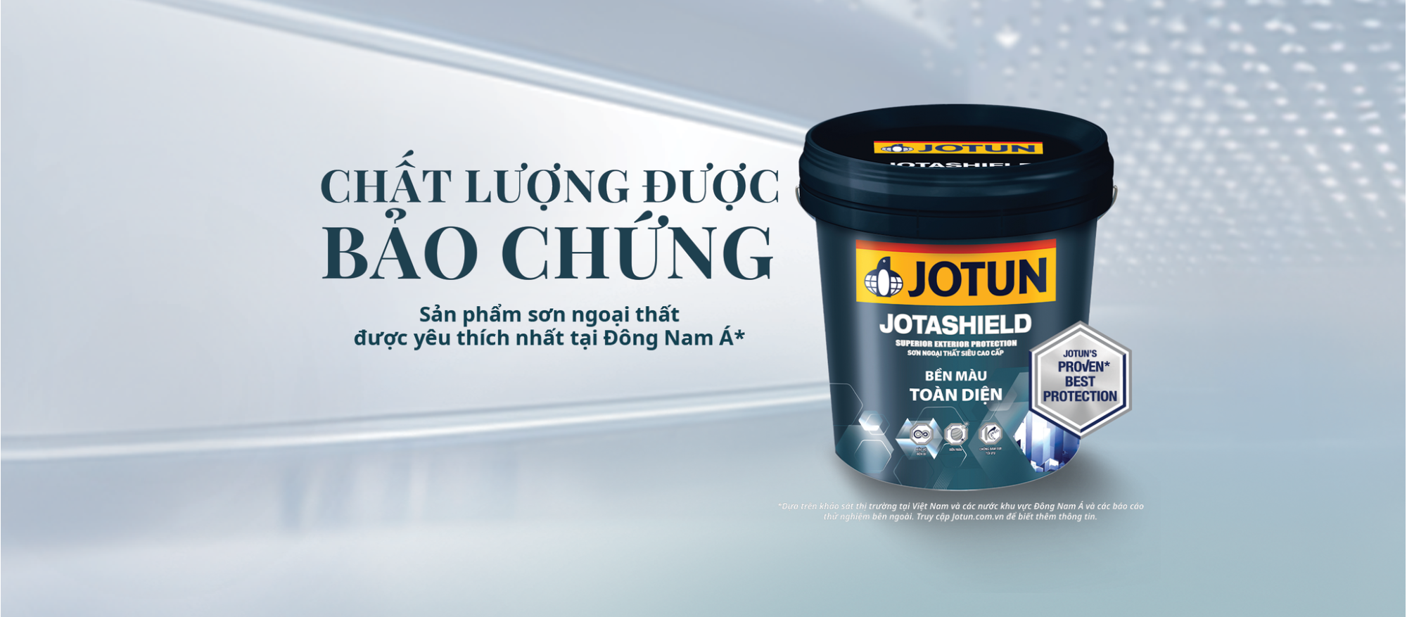 Sơn nước ngoại thất siêu cao cấp Jotun Jotashield Bền Màu Toàn Diện - Lon 1L otun jotashield be%CC%82%CC%80n ma%CC%80u toa%CC%80n die%CC%A3%CC%82n 3