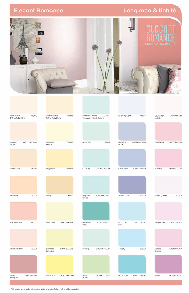 Bảng màu sơn Dulux 5 in 1 Ambiance - sơn nội thất cao cấp từ Dulux